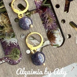 Gold and Blue Elegant sandstone Earrings